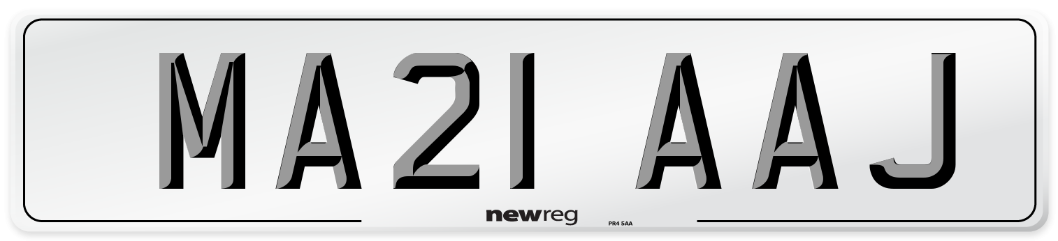 MA21 AAJ Number Plate from New Reg